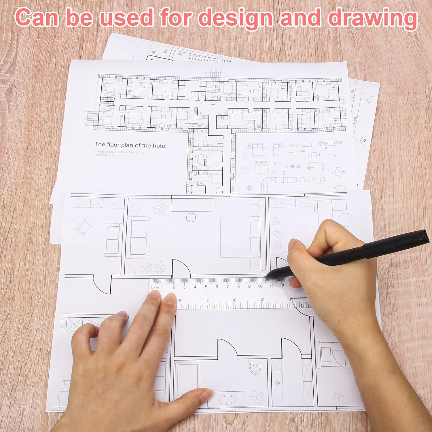 Pletpet 2 Pack 6 Inch Clear Plastic Ruler Straight Shatterproof Rulers Transparent Rulers for Office Supply Ruler (Clear) image number 4