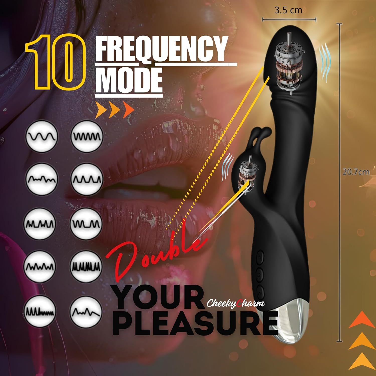 G-Spot Rabbit Vibrator - Dual Motor Clitoral Stimulator with 10X10 Vibration Patterns, Rechargeable Body-Safe Silicone, Waterproof IPX7 Rabbit Dildo for Women and Couples image number 5