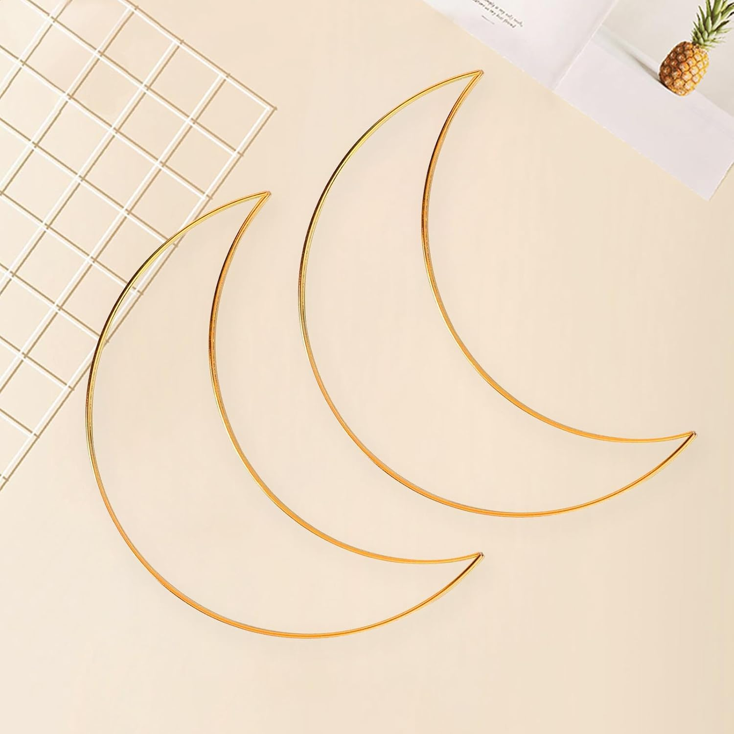 2PCS Gold Moon DIY Dream Catcher Kit,Wreath Making Supplies,Metal Ring for Crafts,Macrame Hoop,Macrame Supplies,Metal Hoops for Crafts,Craft Rings,Dream Catcher Supplies,Home Wall Hanging Wreath Decor image number 2