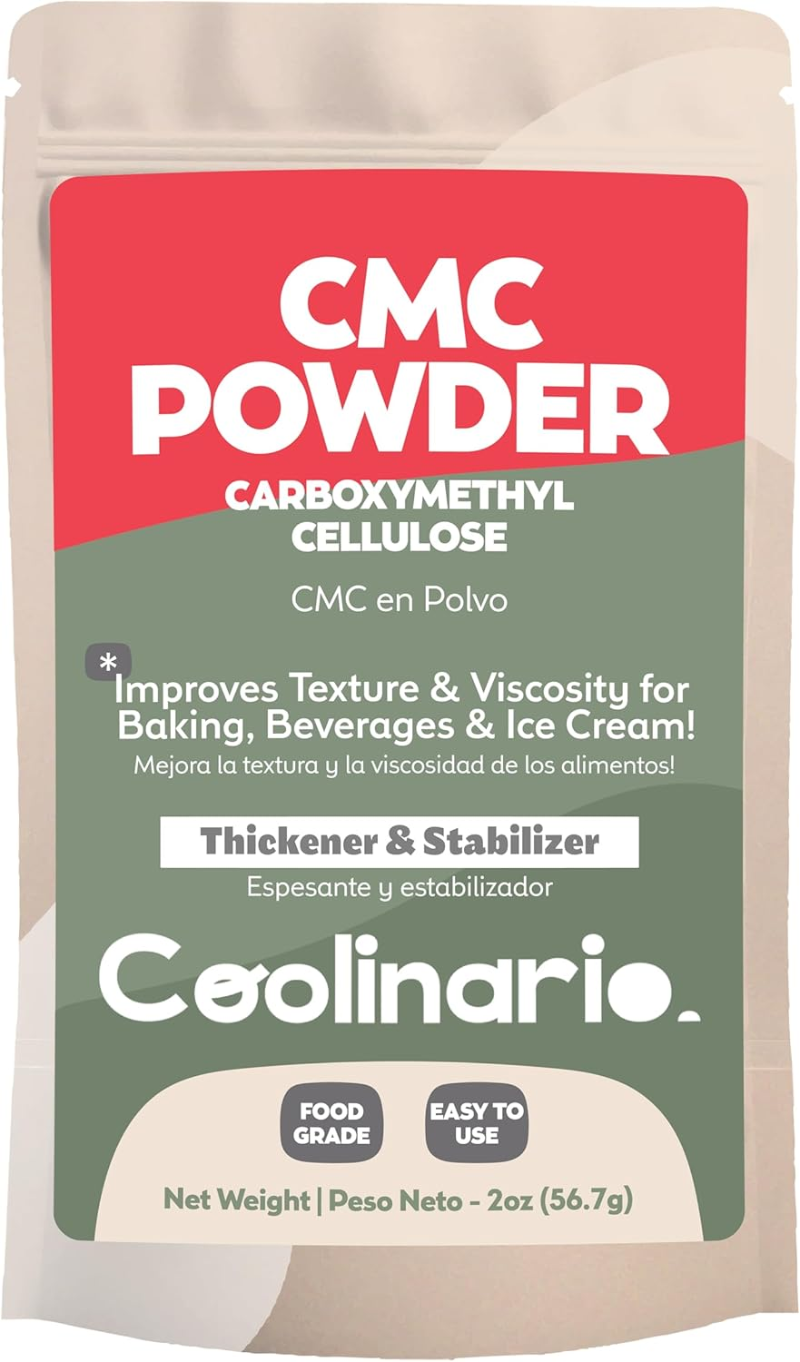 Coolinario Carboxymethyl Cellulose - CMC (2 Oz) Food-Grade Thickener & Stabilizer for Baking, Beverages & Ice Cream | Improves Texture & Viscosity | Ideal for Gluten-Free Baking & Molecular Cooking image number 3