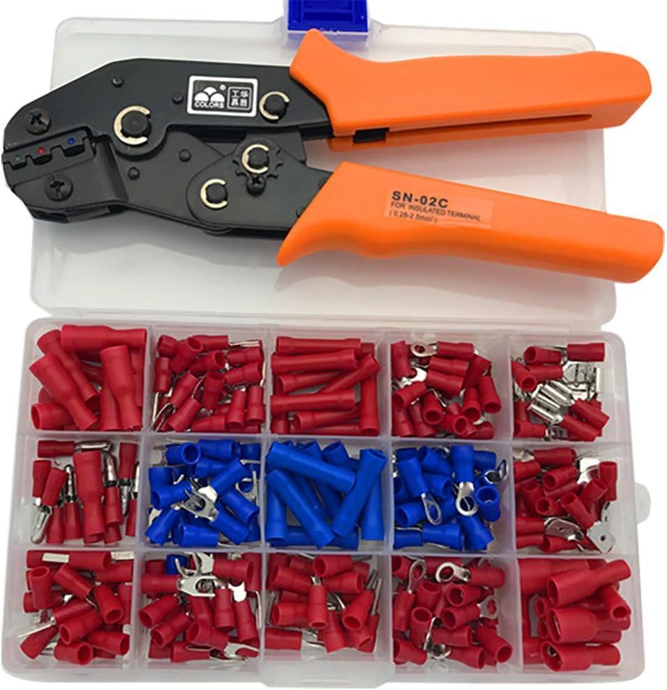 NUZAMAS Insulated Terminal Ratcheting Ferrule Crimper Plier Crimping Cable Capacity 0.25-2.5Mm&sup2; AWG 23-13 Includes 240 Terminals/Connectors image number 5