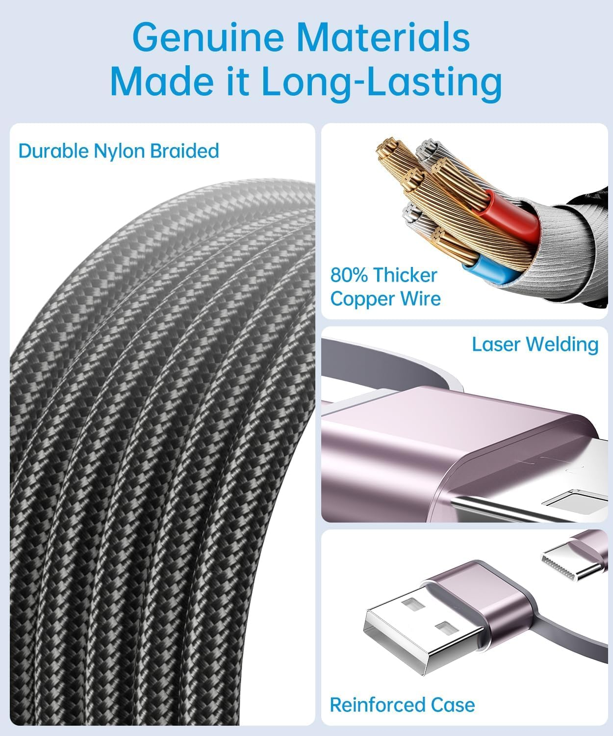 Mchifrys 3-In-2 Charger Cable for Apple Watch & Iphone, USB-C Multi Charging Cord, Compatible with Iphone 17&ndash;12, Iwatch Ultra/Se/10&ndash;1, Lightning/Type-C, 1.25M Travel Cable