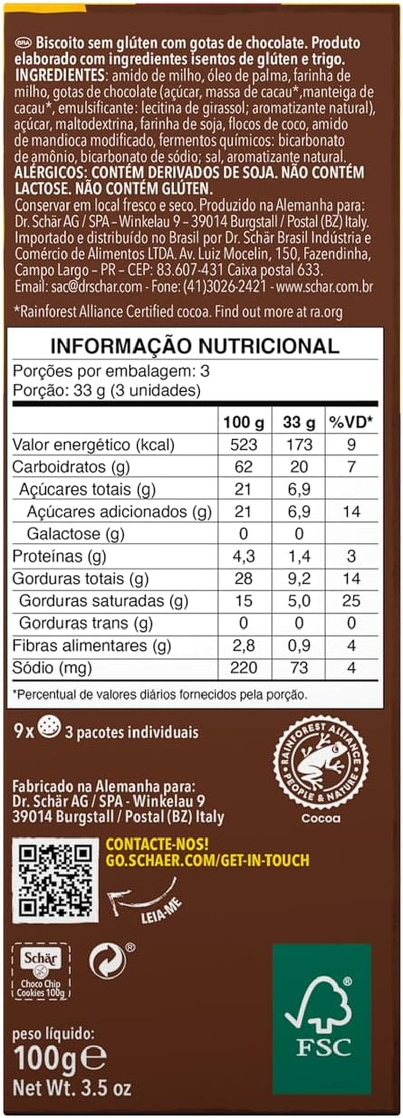 Schar Choco Chip Cookies, 100Gm image number 1