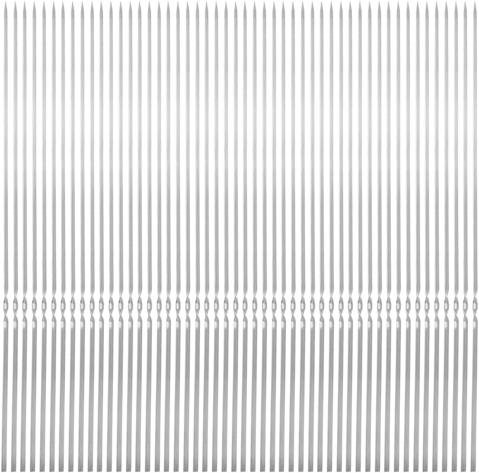 50 PCS NUZAMAS BBQ 304 Stainless Steel Barbecue Skewers 330 X3.6Mm Metal Kebab Stick Skewers Reusable Grilling Skewers for Meat and Vegetables image number 2