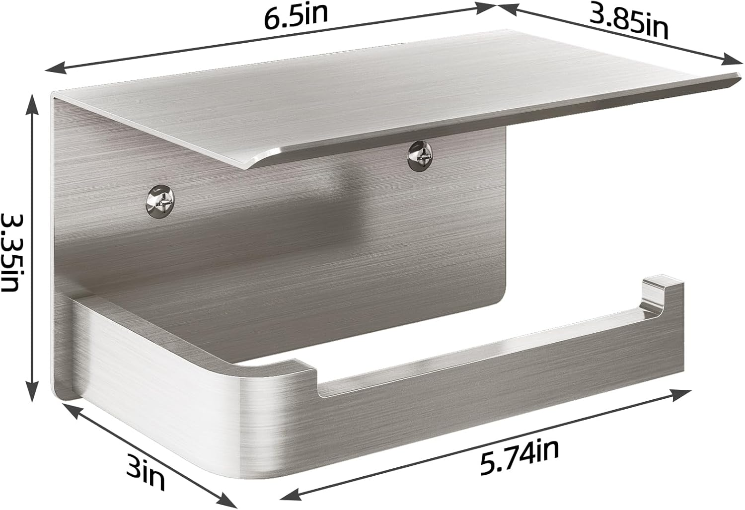 Gypie Toilet Paper Holder with Phone Shelf, Brushed Nickel Toilet Paper Holder Wall Mount, Rustproof Stainless Steel Bathroom Storage