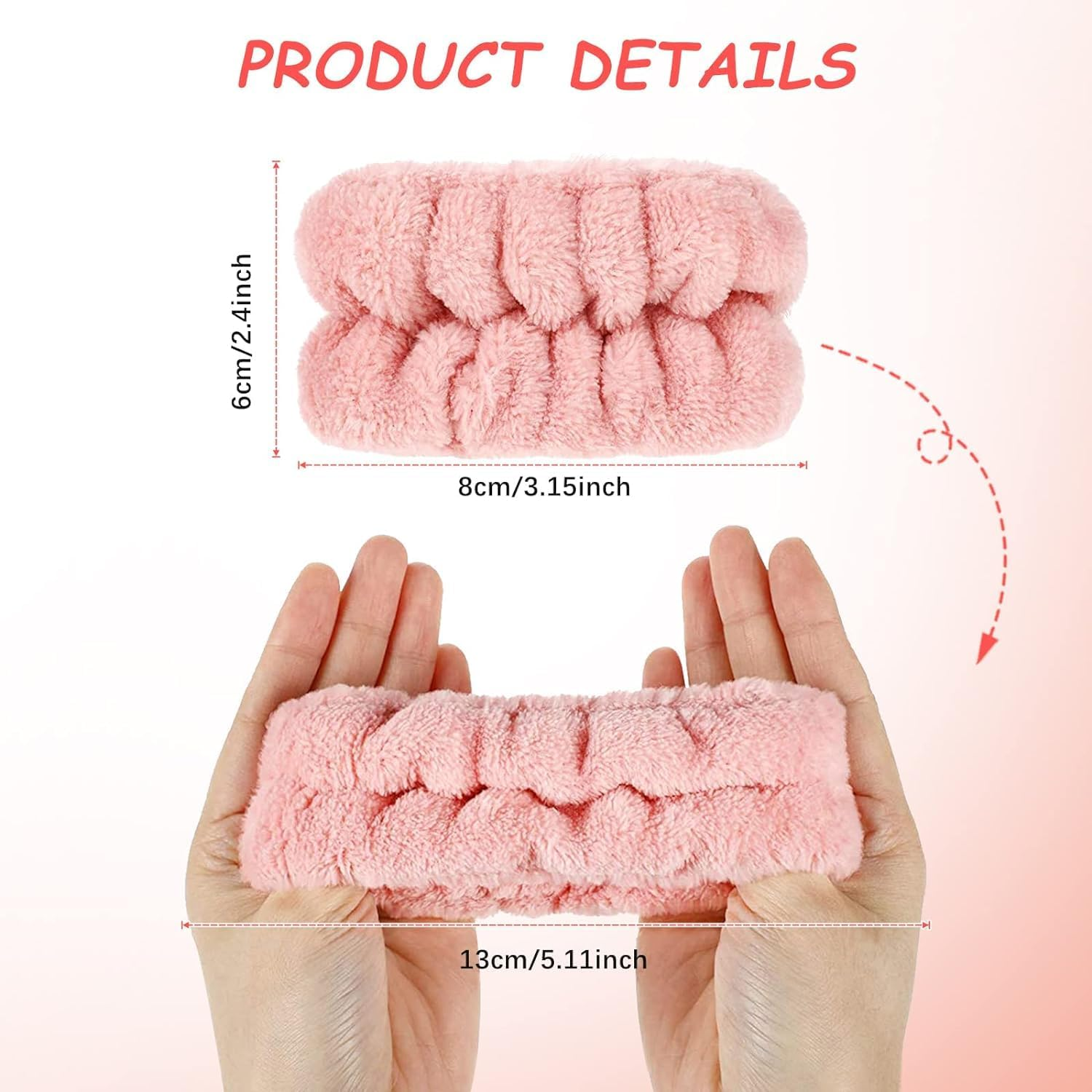 Microfiber Wrist Wash Towel Bands - Set of 4 Absorbent Wristbands for Face Washing, Sweat Control Spa-Grade Wristbands for Women and Girls Prevents Liquid Spills image number 2