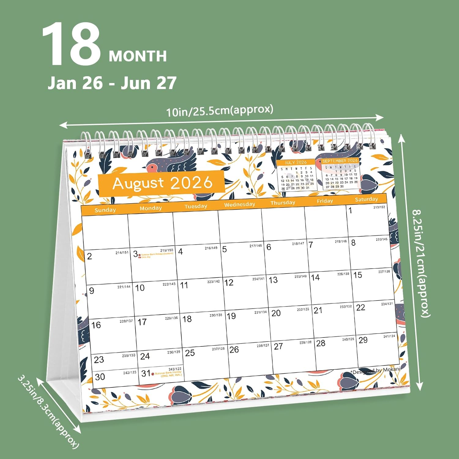 Desk Calendar 2026-2027, Monthly Desktop Calendar(Jan. 2026 - Jun. 2027, 10" X 8.25"), Standing Flip Calendar with Thick Paper, Academic Year Standing Desk Calendar with Planner Stickers image number 3