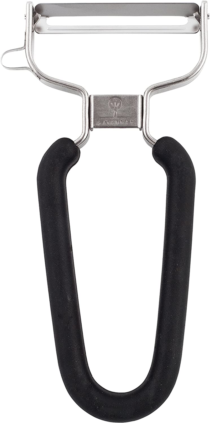 Savannah 'Y' Peeler for Smooth Fruit and Vegetables like Tomatoes with Extra Sharp Japanese Steel Serrated 45 Millimetre Blade,Black image number 1