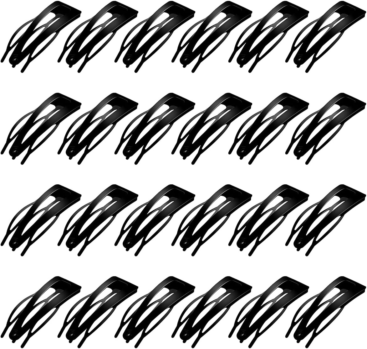 VOANZO 24 Pieces Double Grip Hair Barrettes Snap Hair Clips Metal Hair Grips Accessories Women Hair Barrettes for Hair Making Salon Supplies (Black) image number 6