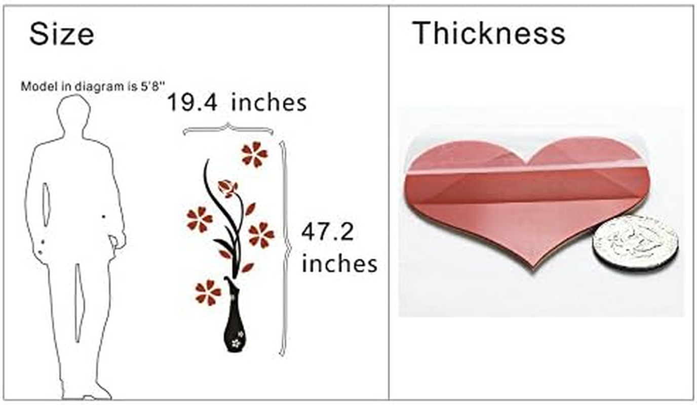 3D Vase Wall Mural for Living Room, Bedroom, Sofa Backdrop, TV Wall, Originality Stickers, DIY Wall Decal, Wall Decorations (Red, 47 X 18 Inches) image number 3