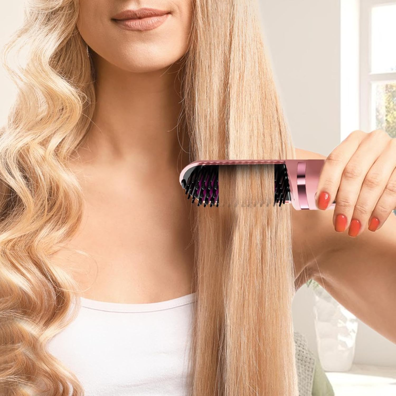 Usb Charging Straightener, Multifunctional Hair Straightener Comb, Portable Straightening Brush, Electric Hair Straightening Brush, Lightweight Wireless Hair Straightening Brush for Easy Use image number 1