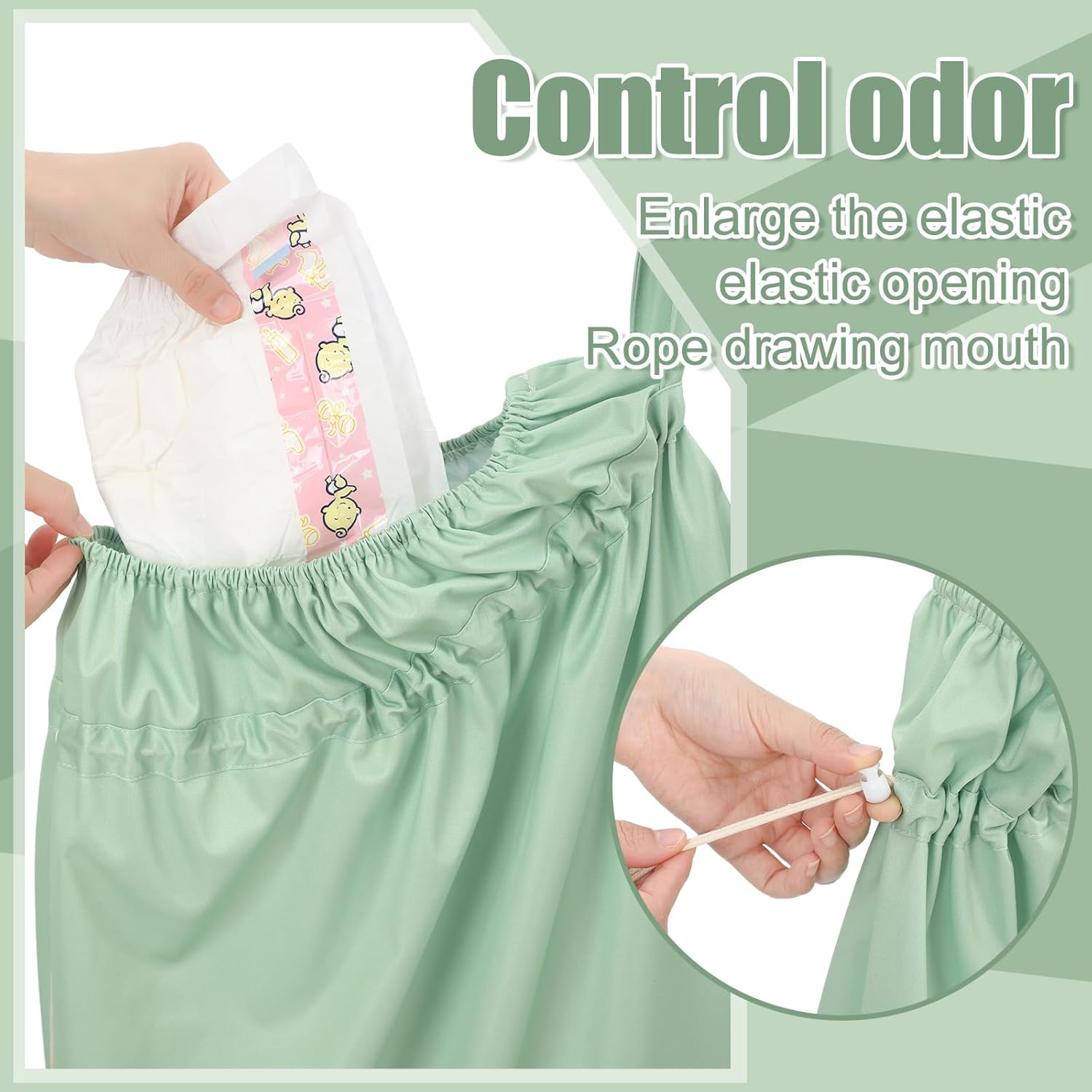 Nuogo 2 Pack Reusable Diaper Pail Liner Bags Hangable Pail Liner with Strap Washable Cloth Diaper Liners Waterproof Cloth Diaper Wet Bag Pail Pouch for Cloth Diaper, Dirty Diapers, Laundry and Garbage image number 3