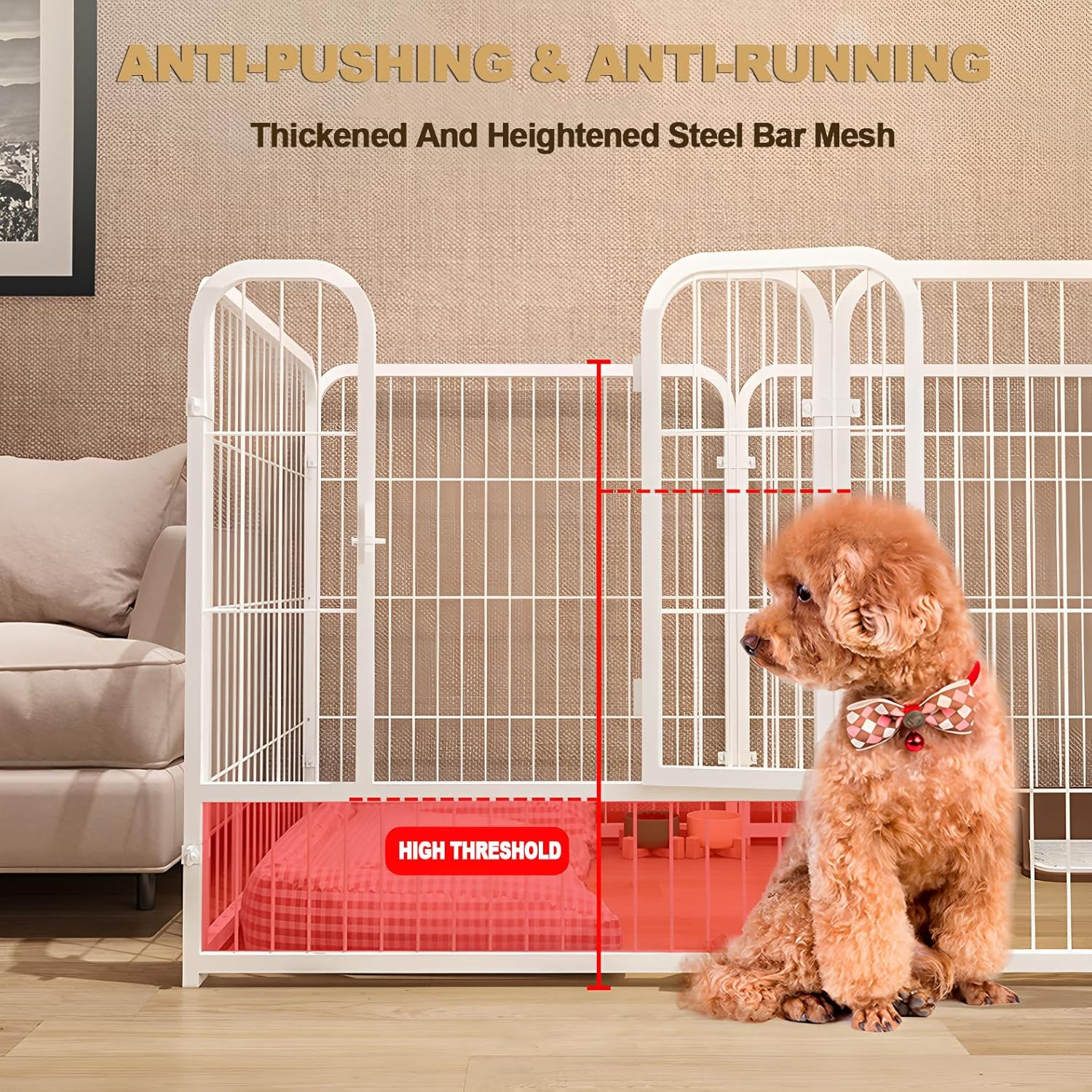 Metal Dog Playpen,6-Panel 24" Pet Playpen with Door,With Door Anti-Rust Exercise Fence,Indoor/Outdoor Dog Pen for Small and Medium Dogs Play,Foldable (Black) - Black image number 6