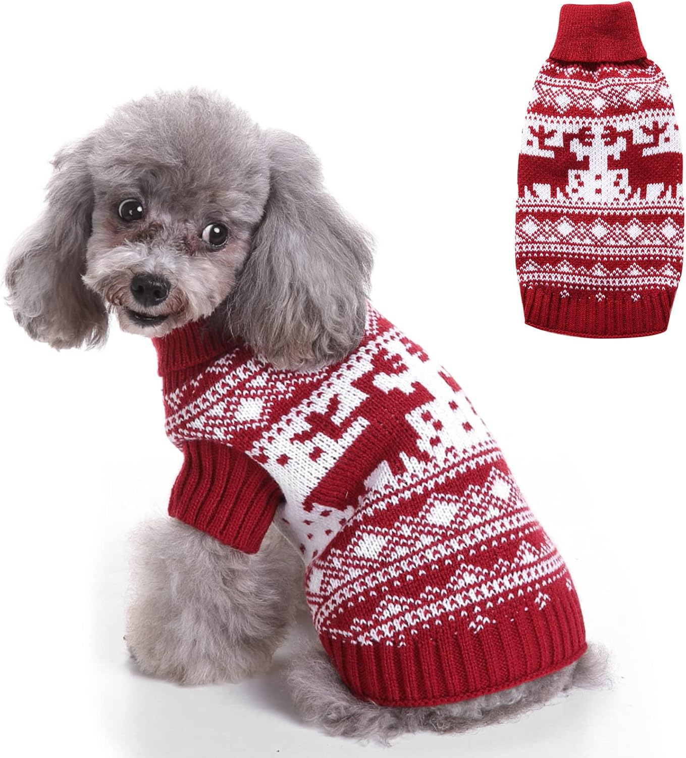 Christmas Dog Jumper Knitted Pet Dog Christmas Sweater Soft Winter Dog Jumper Coat Pet Xmas Sweater Clothes for Small Medium Large Dogs Cats Christmas Costume (Medium, Style-2) image number 2