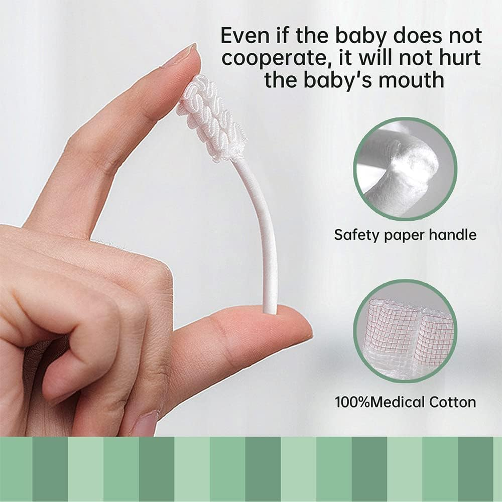 Mumoo Bear Baby Tongue Cleaner, Baby Toothbrush, Toothbrush Infant Upgrade Gum Cleaner with Paper Handle for Babies Soft Gauze for 0-36 Month Baby [60-Pcs] (Pack of 2) image number 5