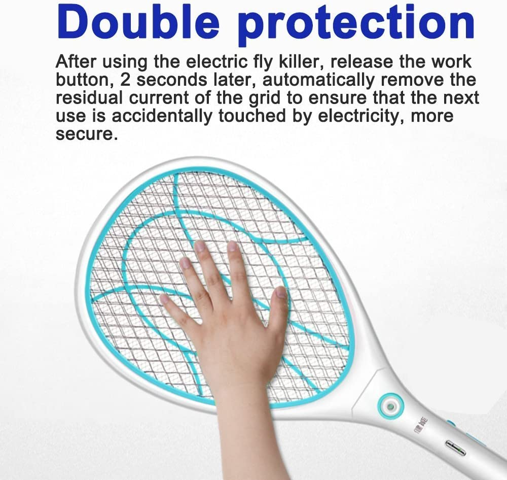 Night Cat Electric Mosquito Fly Swatter Bug Zapper Bat Racket, Pests Insects Control Killer Repellent, USB Rechargeable, LED Lighting, Double Layers Mesh Protection image number 1
