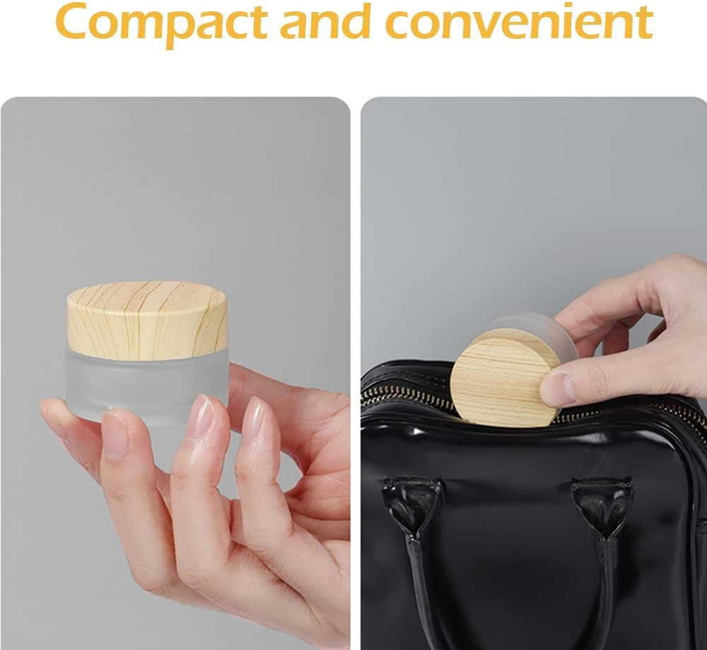 Wocpvm 20 Ml Cream Container Empty Glass Jar Matte Clear Glass Jar Ointment Jar Clear Glass Cosmetic Jar Clear Jar with Cream Spoon and Liner for Cream, Cosmetics, Lotion (Pack of 6)