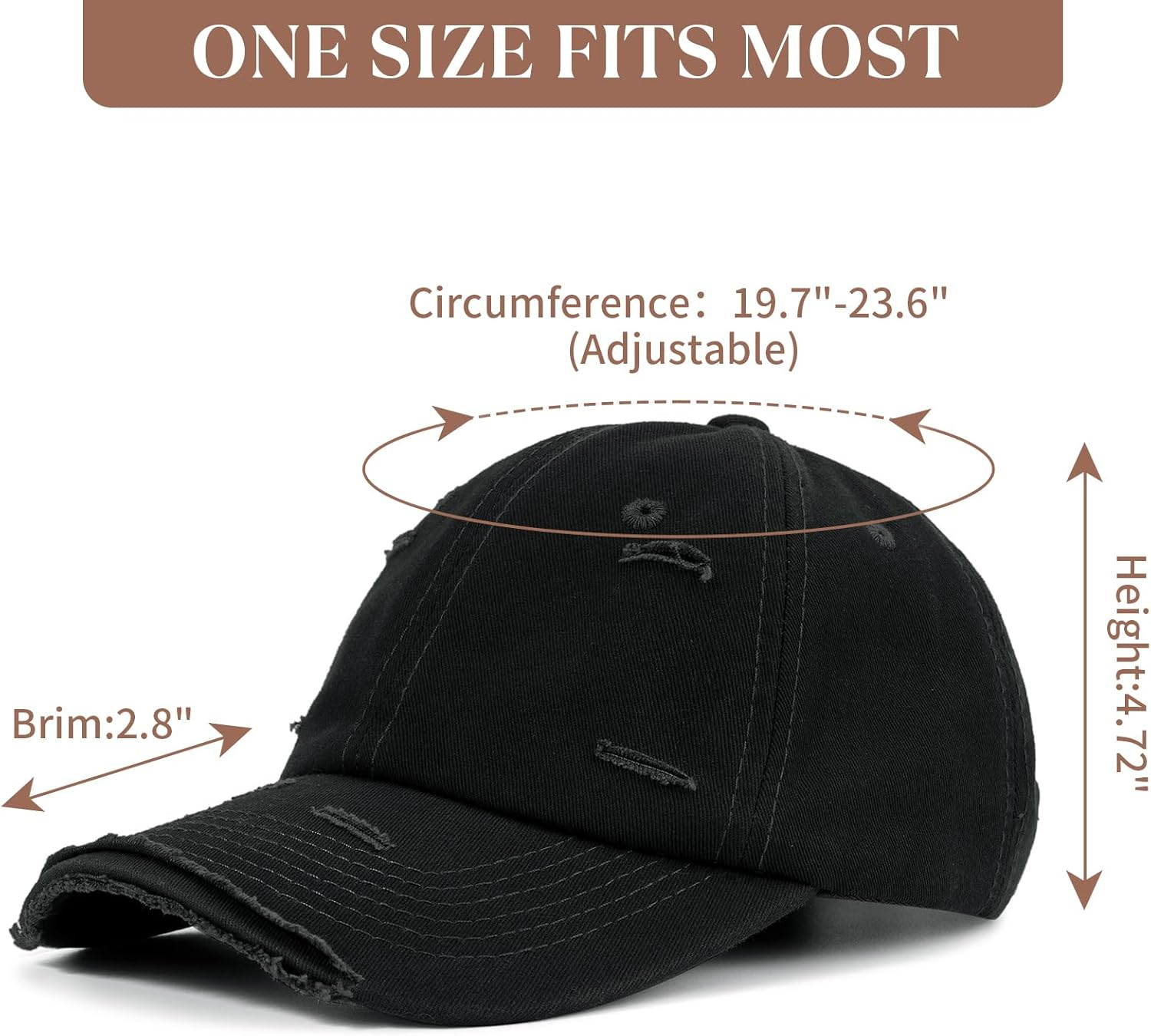 Komorebi Baseball Cap Women Men Vintage Washed Distressed Hats Adjusted Cotton Dad Hat Adjustable Trucker Headwear image number 2