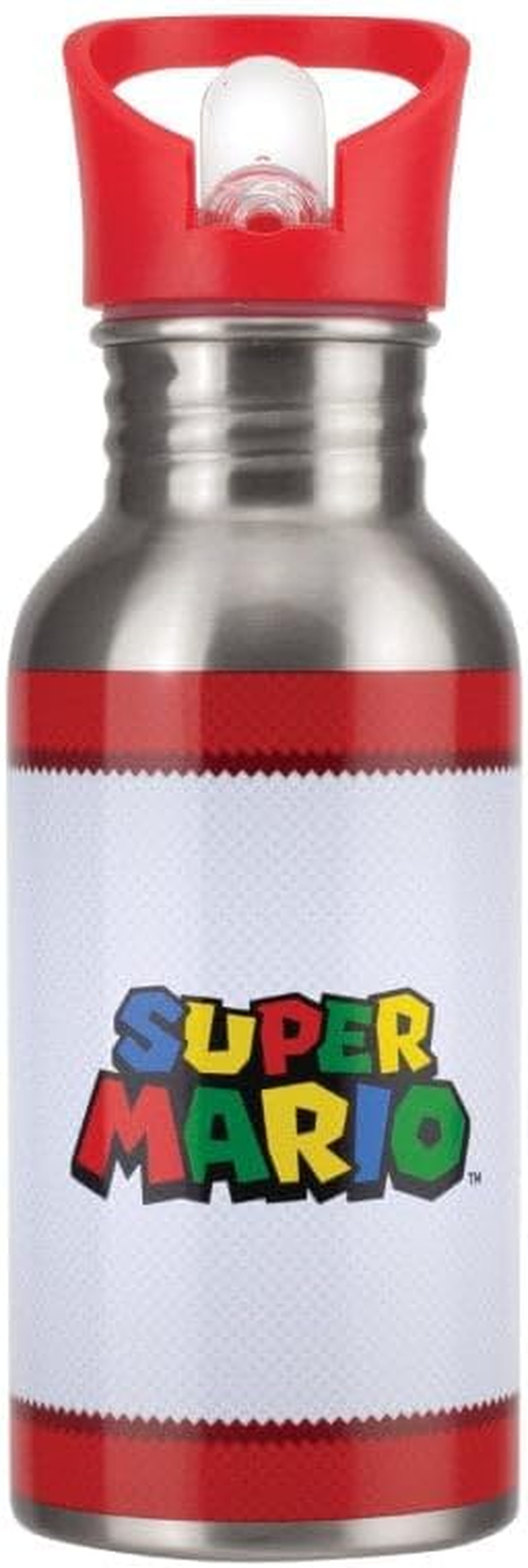 Paladone Super Mario Metal Water Bottle with Straw - Officially Licensed Merchandise