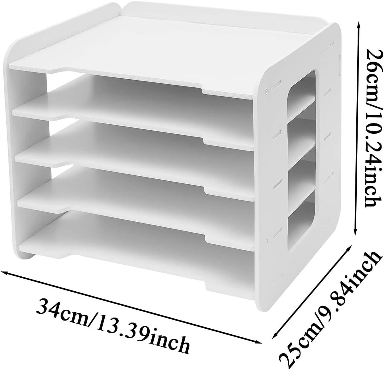 Letter Tray Desk Organizer, Strong Load Bearing File Holder, Teacher Document Storage, Desktop Organizing Accessories, for Home Studio, 34X25X26.5 Cm, Wood Pvc Composite Board image number 1