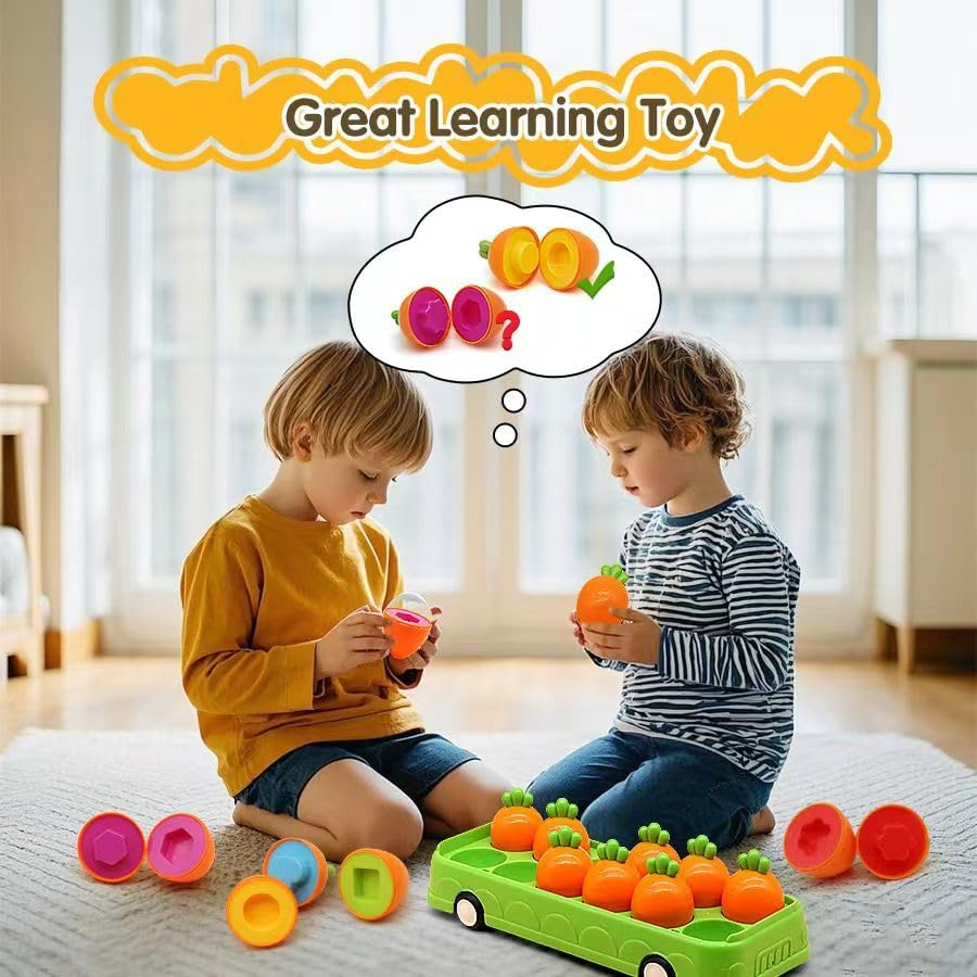 Montessori Carrot Matching Educational Toys Gift Age 1-3+ Early Education Training Toys for 1/2/3/4/5 Year Old Children Color Shape Sorting Learning Set Carrot Toy for Baby Toddler image number 2