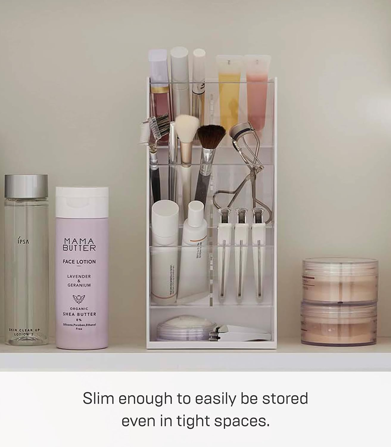 Yamazaki Industries 5603 3D Cosmetics Storage Case, 4 Tiers, White, Approx. W 4.7 X D 3.0 X H 9.8 Inches (12 X 7.7 X 25 Cm), Tower, Large Capacity, Accessory Storage, Cosmetic Storage image number 2