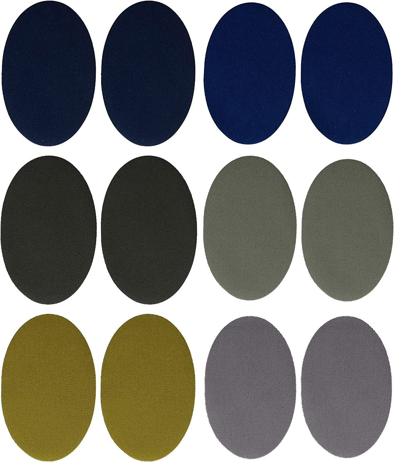 Johnson & Smith Iron on Patches - 12-Piece Iron on Patch for Clothing, Fabric Repair - Adhesive Fabric Patches - Easy to Use, No Sewing Needed - Cool Oval Patches &ndash; Green and Navy