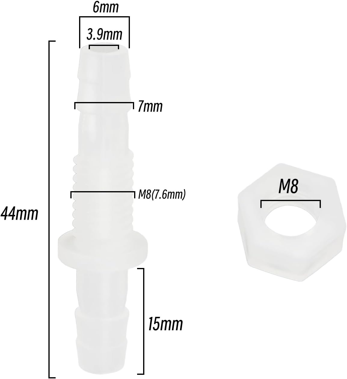 4Pcs 6Mm Plastic Pagoda Connectors Plastic Straight through Connector Barb Connector Plastic Straight In-Line Connector Plastic Hose Connector Fish Tank Accessories image number 2