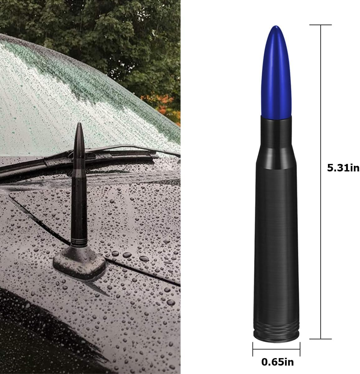 Car Short Antenna Mast, 5.5 Inch AM/FM Radio Reception Aluminum Antenna with 9 Screw Adapters and 2 Rubber Rings, Universal Vehicle Replacement Accessories for SUV, Truck, Pickup (Blue) - Blue image number 5