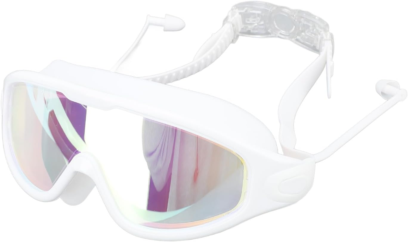 Swimming Goggles, Diving Glasses Dancing Glasses Waterproof PC and Silicone Lightweight Water Sports (White) image number 5