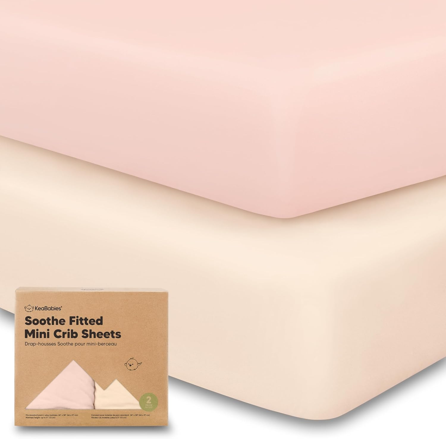 2-Pack Organic Mini Cot Sheets Fitted - Organic Cotton Pack N Play Sheets for Graco Pack and Play Mattress, Playard Baby Cot Sheets, Jersey Fitted Crib Sheets Neutral for Boys, Girls (Daisies)