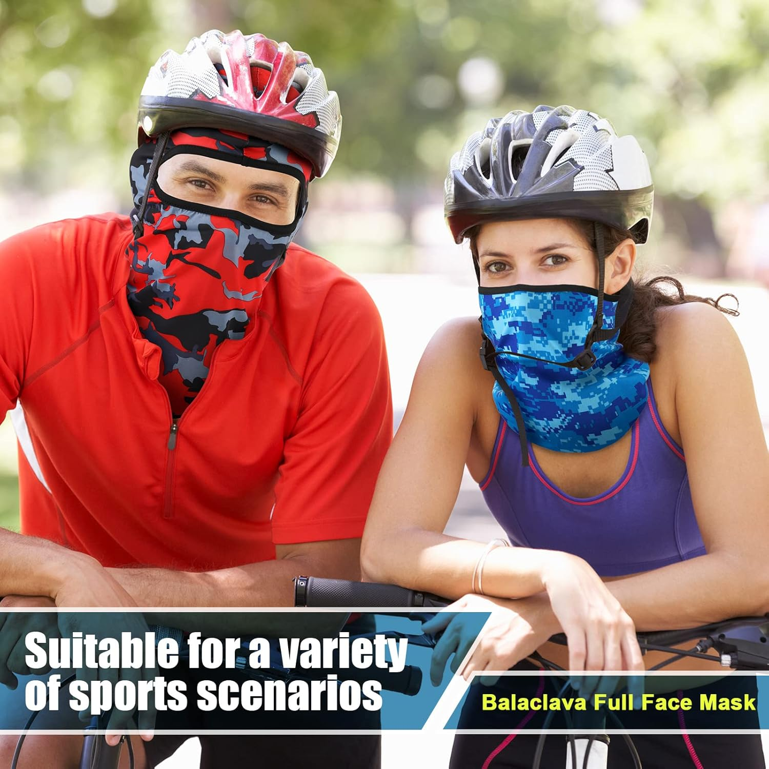 24 Pieces Sun Protection Balaclava Full Face Cover Ski Mask Full Face Mask Costume Head Mask for Men Women Outdoor Sports, Solid and Camouflage Colors, Multicolor, One Size image number 2