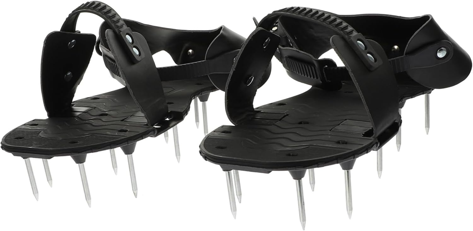 BCOATH Lawn Aerator Shoes Gardening Spike Sandals for Grass Aeration Adjustable Straps Black Pu Leather Aerator Tool for Backyard and Garden Soil Oxygenation image number 1