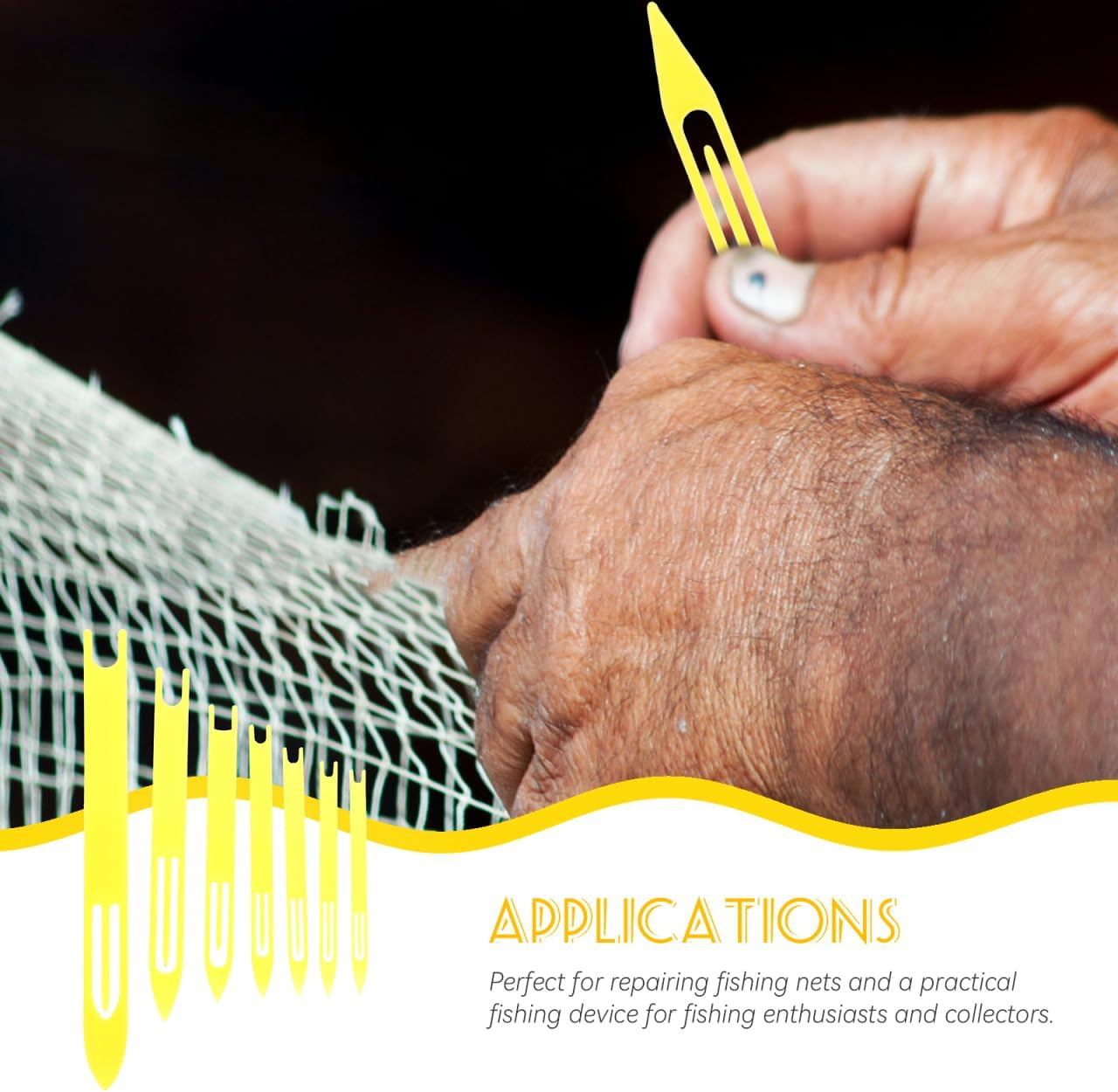 Operitacx Net Shuttle Tool Set - 7Pcs Durable Plastic Fishing Net Repair Shuttles for Mending Nets and Weaving