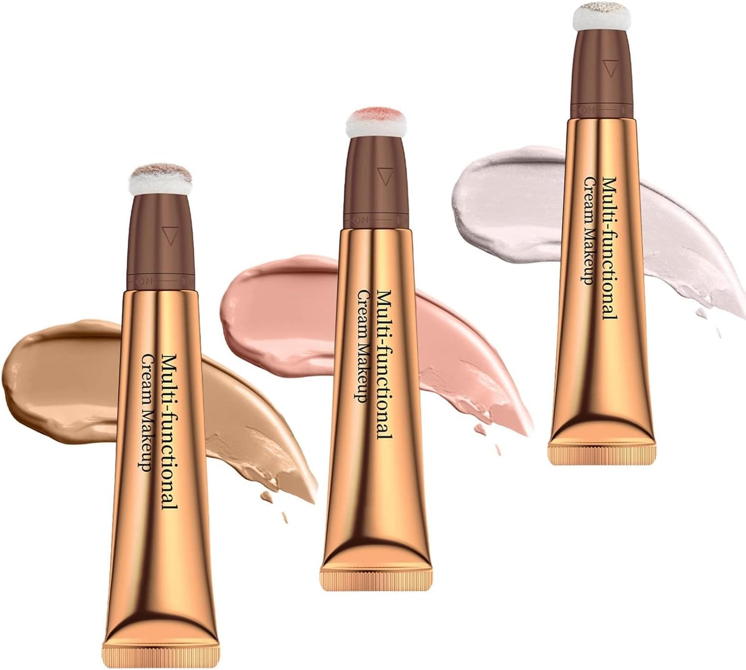 Multi-Functional Contour Pen Set, Liquid Highlighter, Blush and Concealer with Pillow Applicator, High Coverage, Pack of 3 image number 3