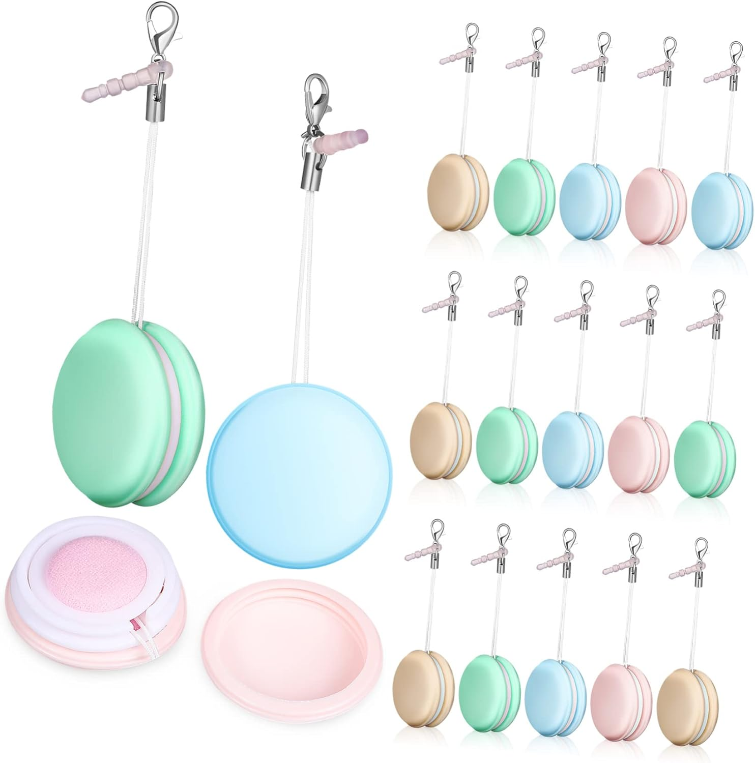 TEHAUX 18Pcs Macaron Phone Screen Cleaner Wipes Set Decorative Lanyards, Portable Mobile Phone Cleaning Wipes for Smartphones, Random 4-Color Mix, Suitable for Daily Use and Travel image number 1