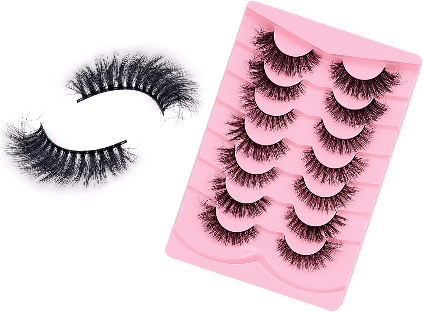 EKIND Explosive Style False Eyelashes - 3D Volume Slant for Stage Makeup,Daily Wear, Perform, Fluffy Extensions Lash Faux Cils Strip (7-Pairs Hybrid Set)