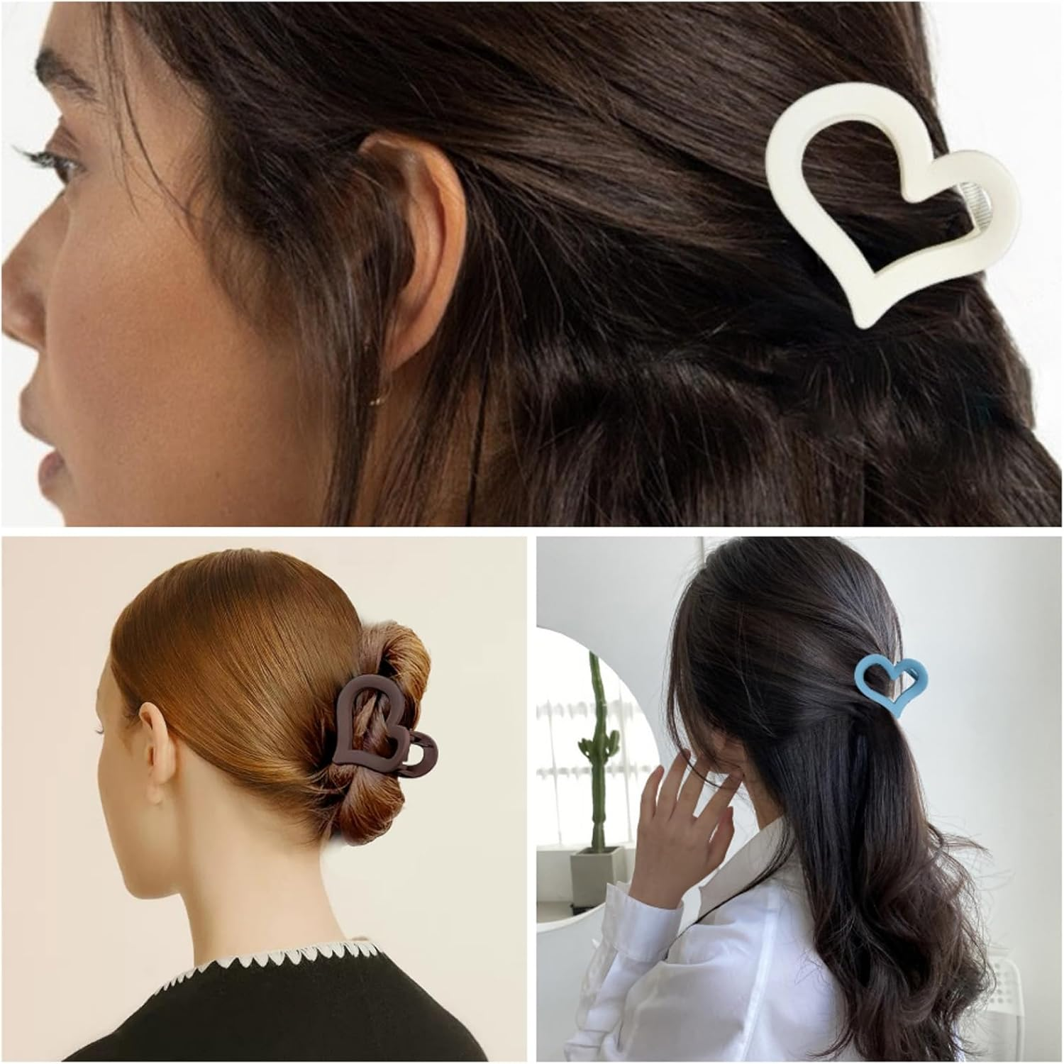 Medium Hair Claws Heart Hair Clip, Non-Slip Claw Clips, Strong Hold Claw Clip for Medium Thick Hair, Women and Girls Hair Accessory (Hairclawmidheart) image number 3