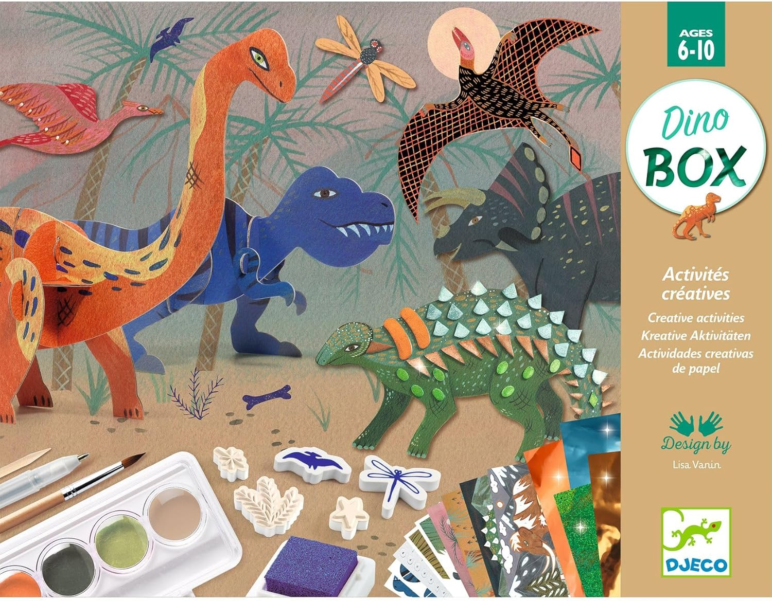 Djeco DJ09331 Multi-Craft Activity Box -The World of Dinosaurs image number 5
