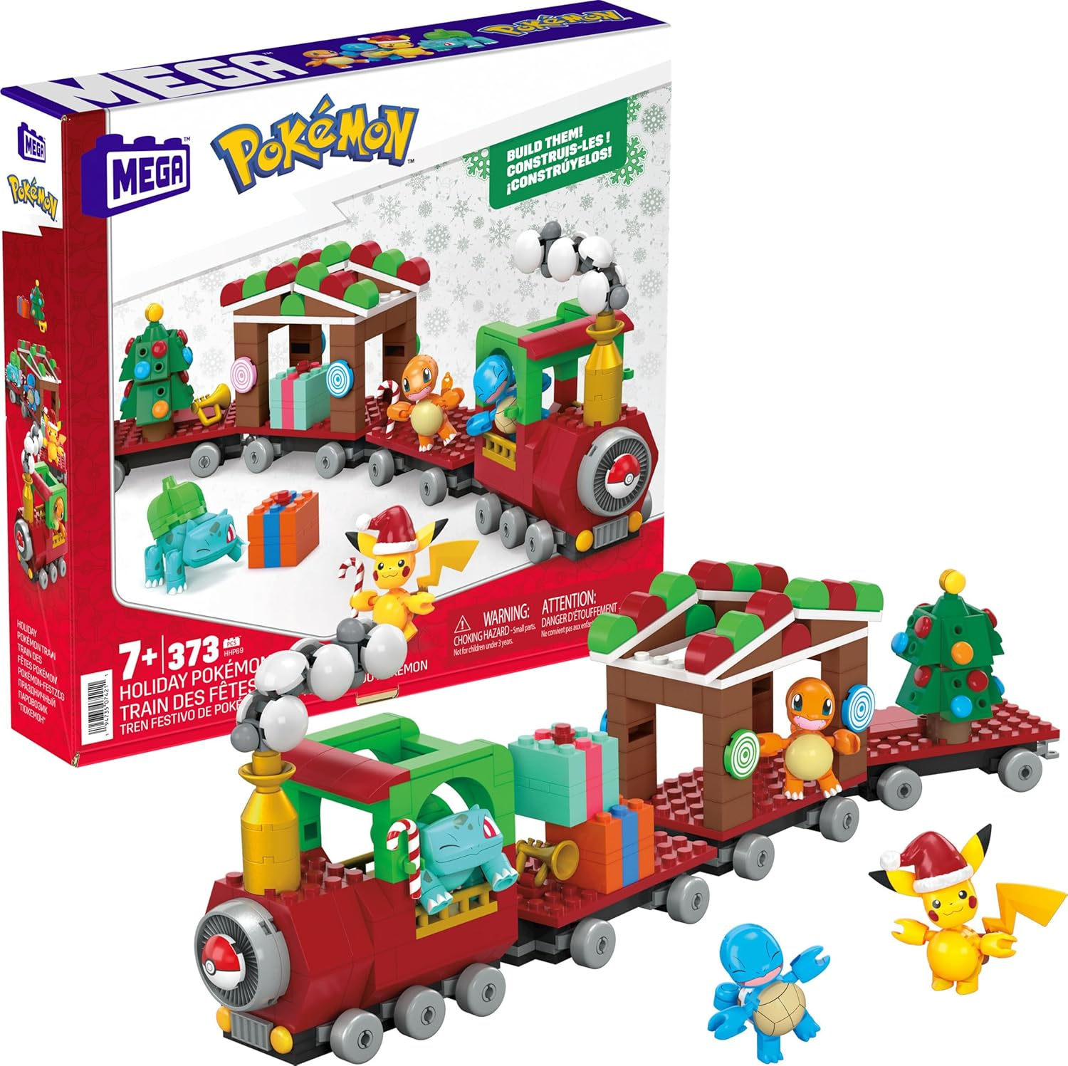 MEGA Pokemon Building Toys Set Holiday Train with 373 Pieces, 4 Articulated and Poseable Characters and Surprises, for Kids (Amazon Exclusive) image number 1
