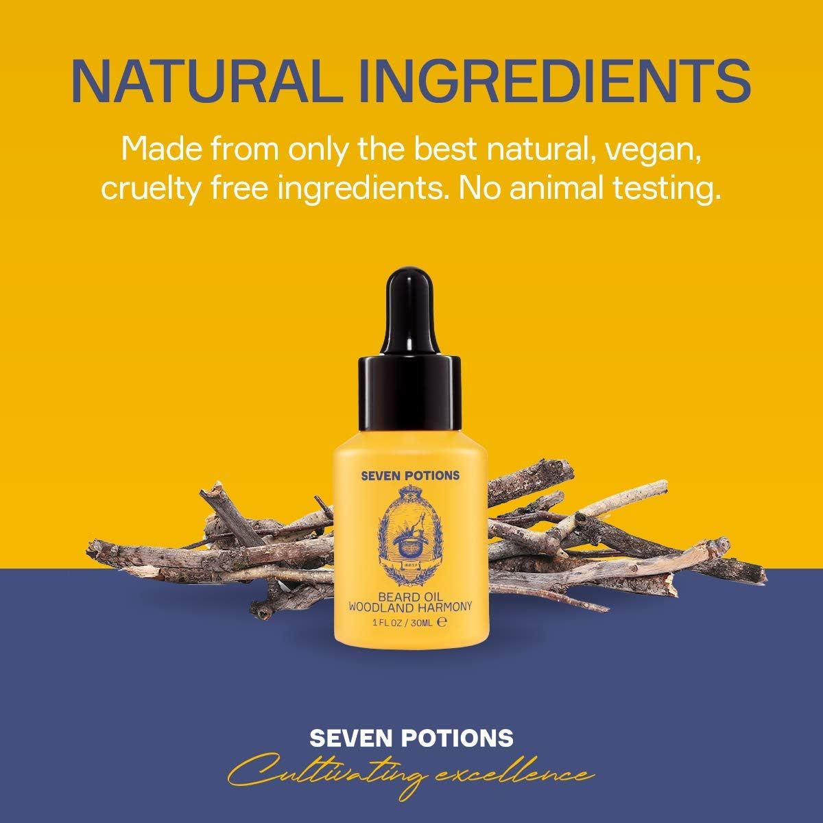 Seven Potions Premium Beard Oil for Men &mdash; Jojoba Oil Beard Softener to Nourish Skin, Hair, and Stop Beard Itch &mdash; All-Natural, Vegan, Cruelty Free &mdash; Woodland Harmony Scent (30Ml) image number 4