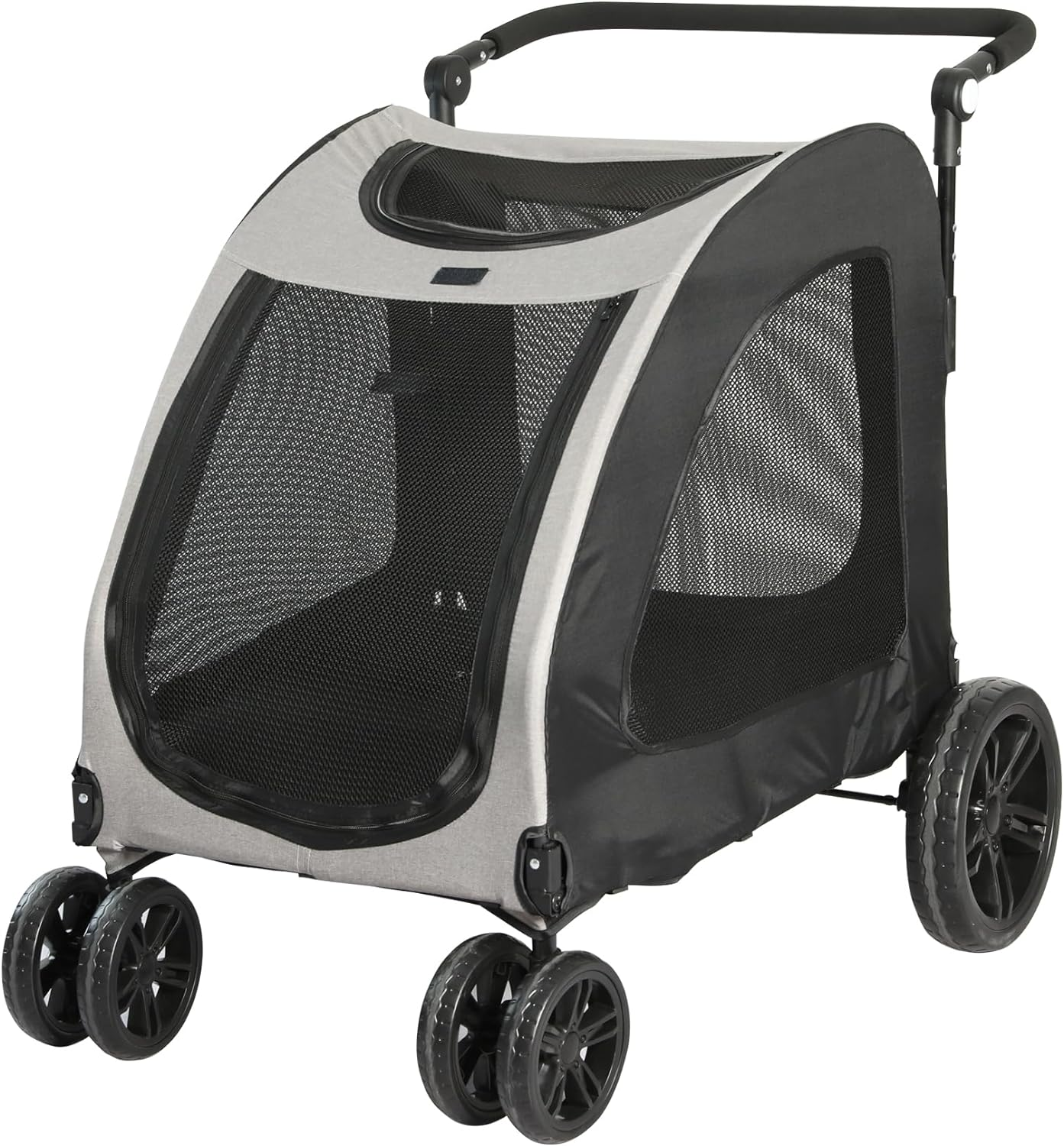 Pawz Pet Stroller &ndash; Dog Pram, Cat Carrier, Travel, Foldable, Strollers, 4 Wheels, 50Kg Large Capacity, Black and Grey image number 6