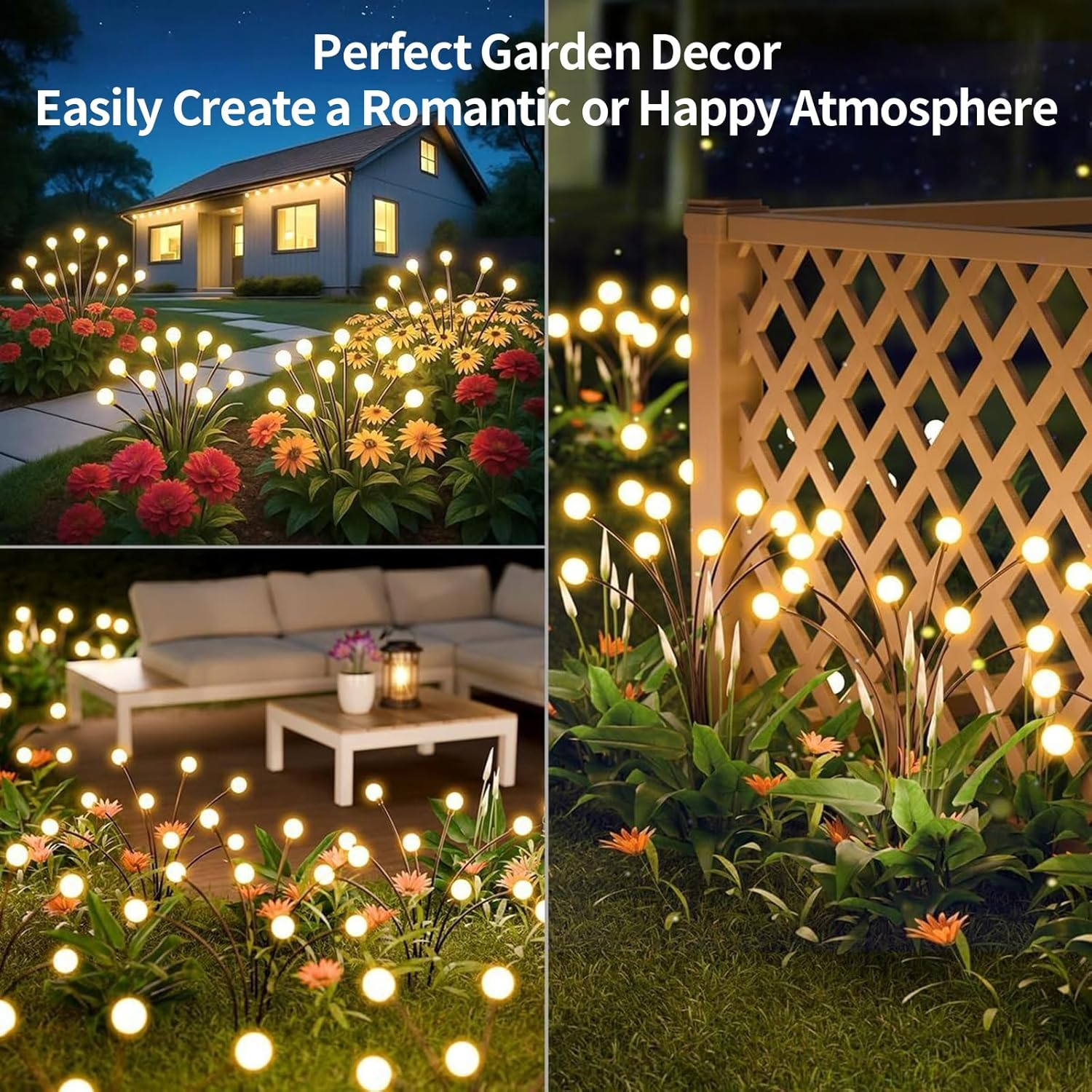 STEUGO 4PCS Firefly Outdoor Waterproof, 40 Head Solar Spark Swing Garden Light, Outdoor Light, Solar Garden Decoration Light, Garden Terrace Channel Decoration, Warm Light image number 5