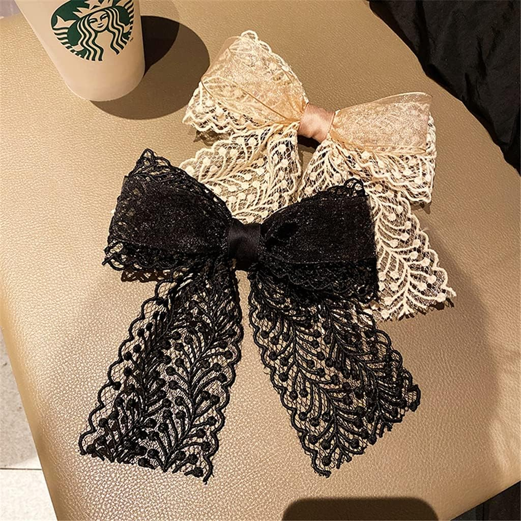 Crystal Hair Accessories,Clips Hairpins,Clip Plate,Lace Big Bow Hairpin Hairpin Headdress Hair Accessories Top Clip Spring Clip Female (Color : B) image number 1
