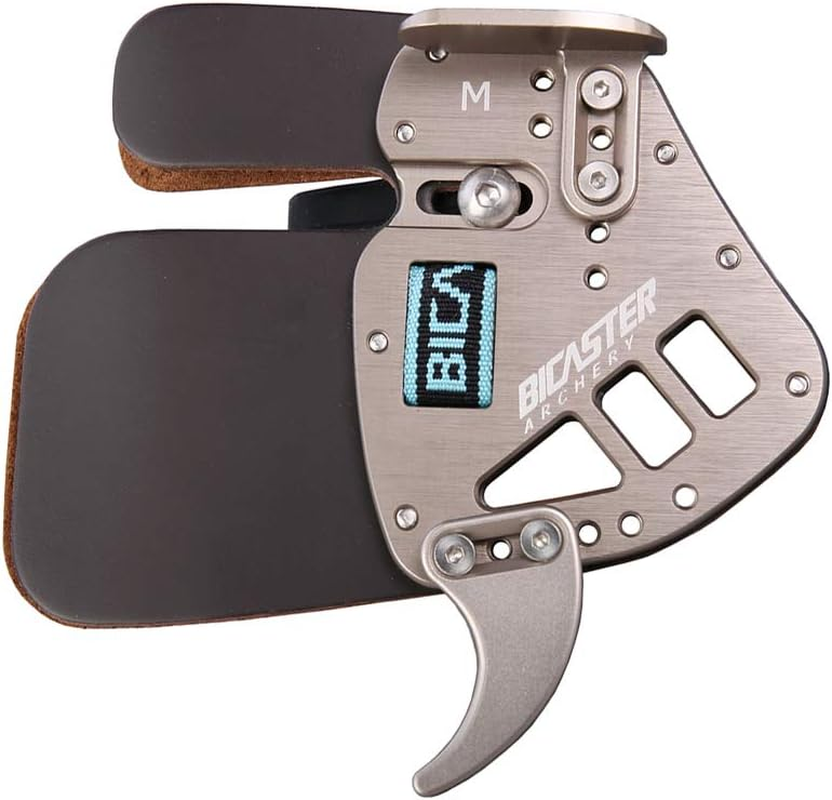 Bicaster Archery Finger Tab Guard Protection Genuine Leather + Aluminum Right Hand for Traditional Bow Hunting Shooting
