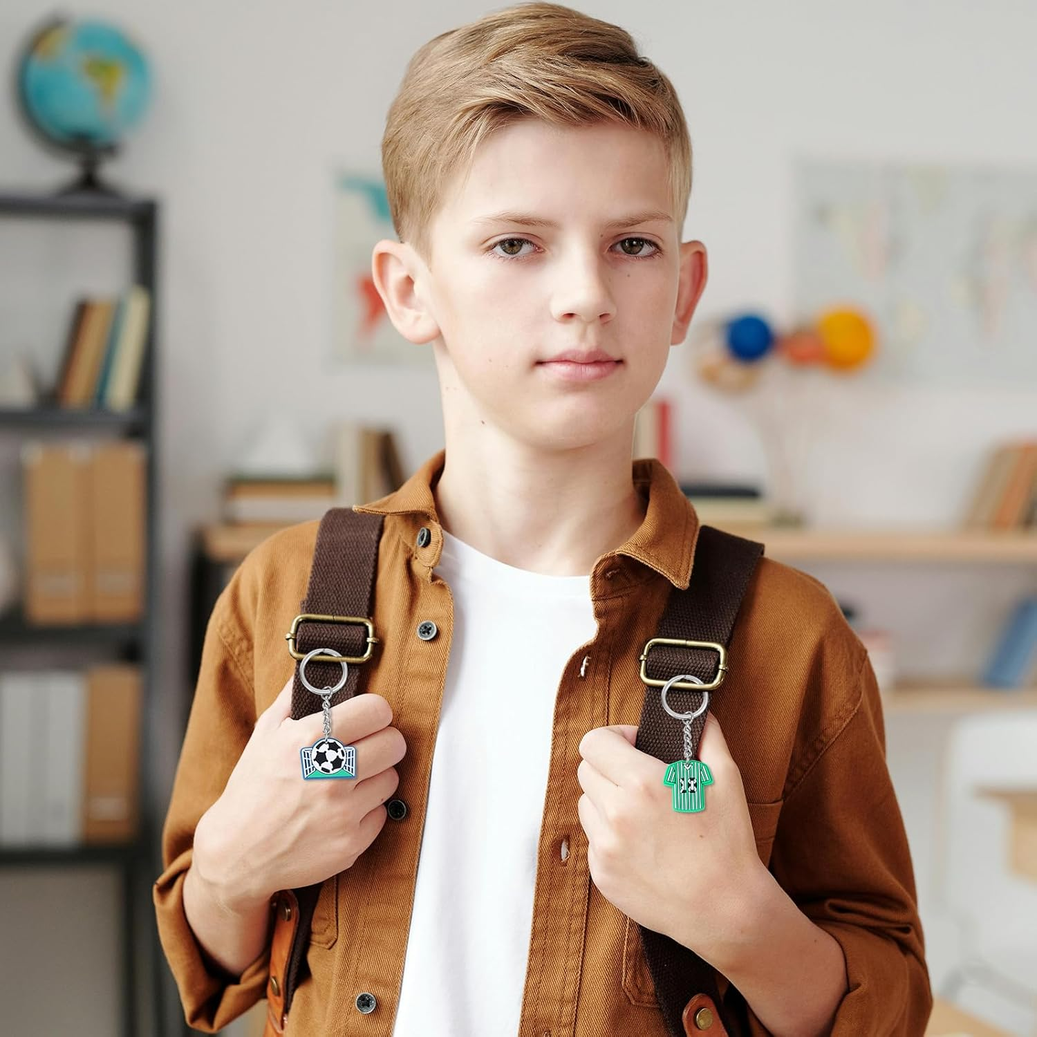 Gosknor 20Pcs Soccer Keychains, Sports Themed Soccer Ball Key Chain Assorted Soccer Goodie Bags Stuffers Football Party Favors for Kids Birthday Carnival Classroom Rewards, Multicolored image number 1