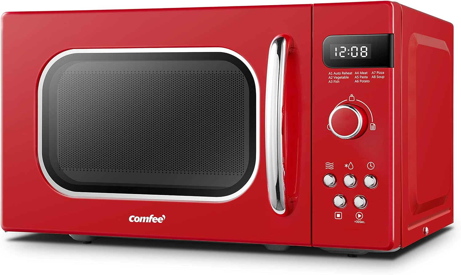 COMFEE' Retro Style 800W 20L Microwave Oven with 8 Auto Menus, 5 Cooking Power Levels, and Express Cook Button - Apricot Cream - CM-M202RAF(CM)