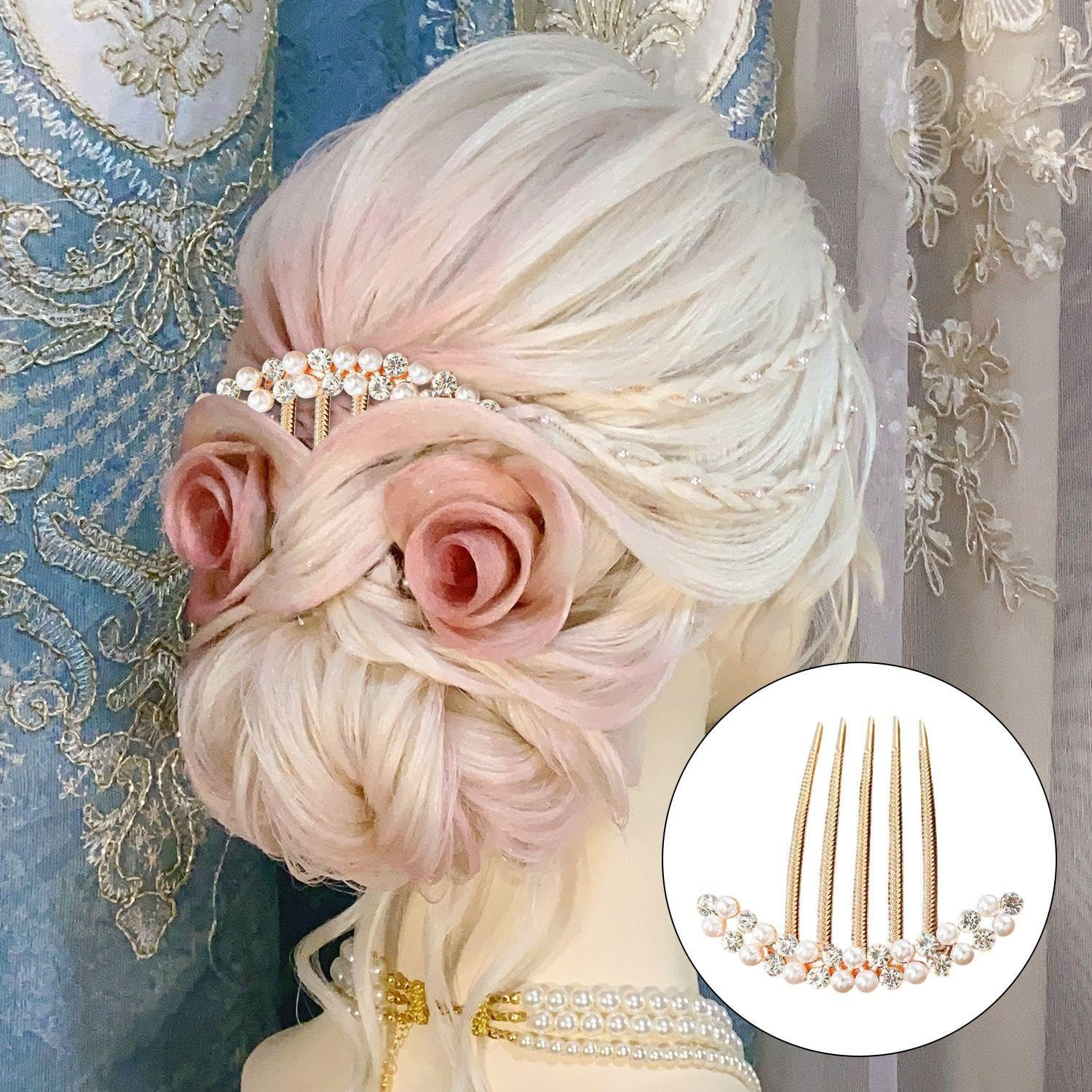 4 Pieces Pearl Rhinestone Hair Fork, Elee Hair Accessories, Hairstyle Decorations, Accessories for Women, Simple and Versatile Hair Accessories. image number 3