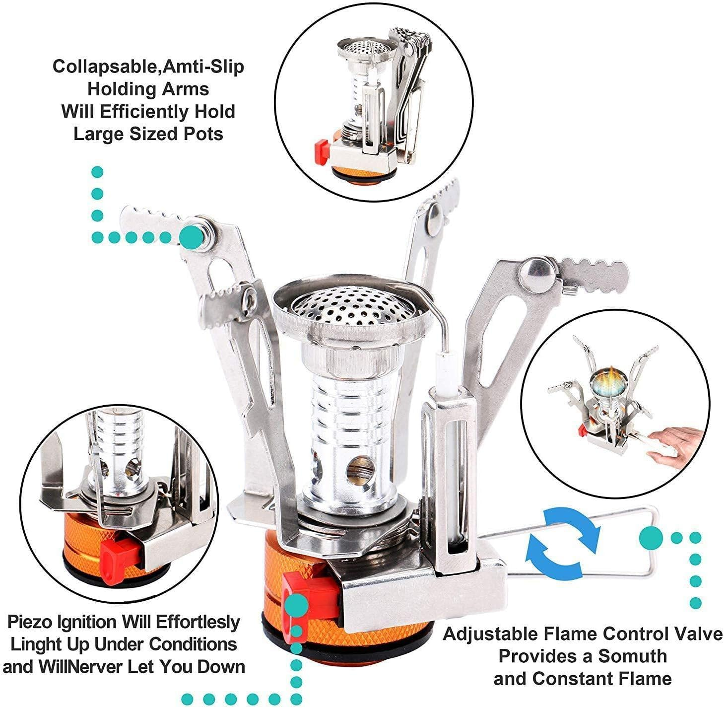 Padarsey Camping Cookware Measuring Kit 1-2 Person O2-3 Person, Folding Knife and Fork, Portable Pan and Pan Set, Hiking for Picnic and Camping image number 1