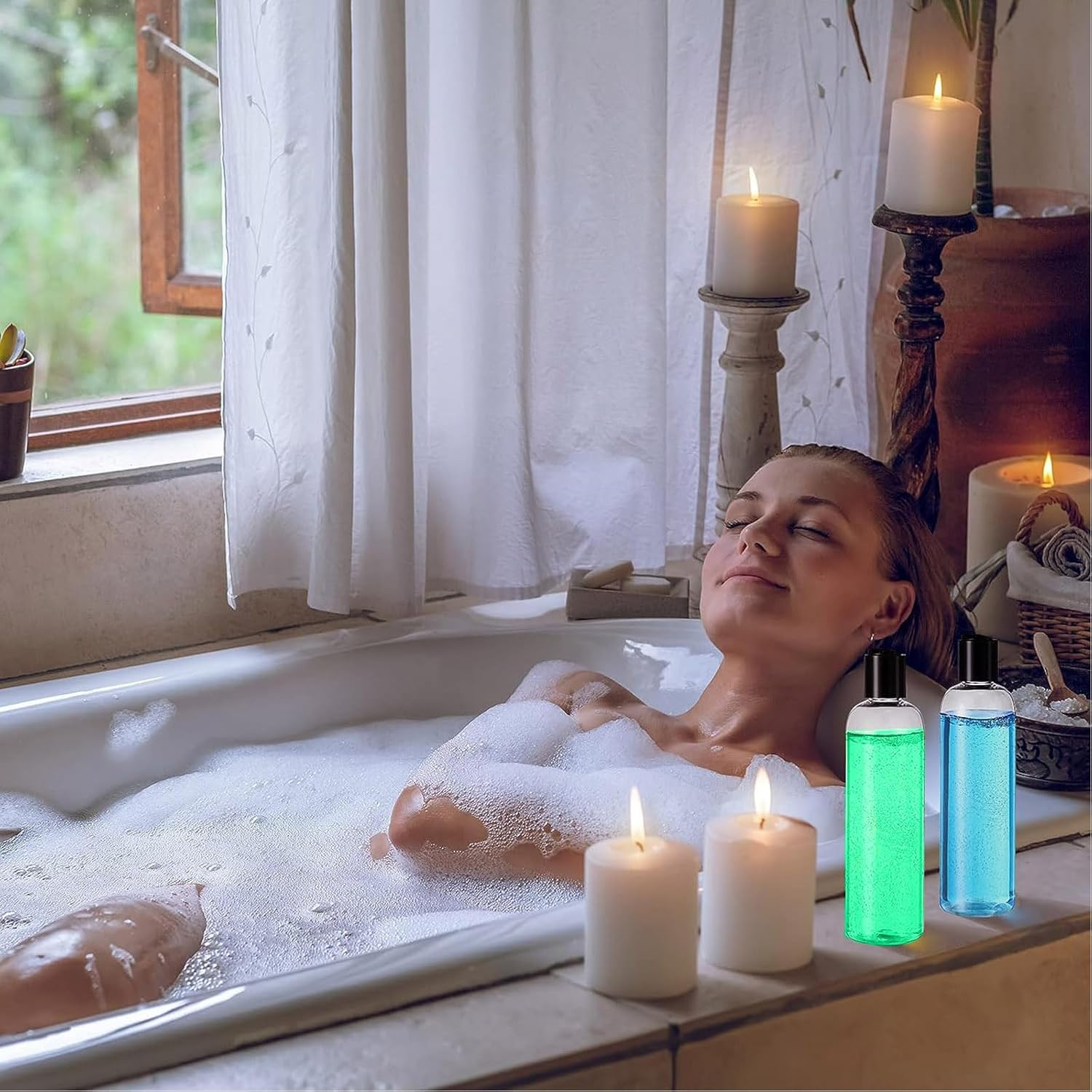 3PCS 200ML Plastic Bottles with Disc Top Flip Cap Empty Squeeze Bottles Clear Refillable Travel Container Dispensing with Funnel & Label for Liquids Lotion Shampoo Toiletries Cosmetic image number 1